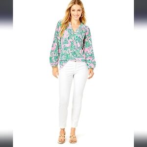 NWT Lilly Pulitzer Women's White 29' Textured Kelly Skinny Ankle Pants Size 6